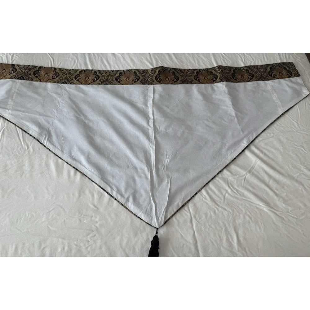 Curtain Triangle Set 9 Jacquard Scarf Topper Hollywood Regency Dark Traditional